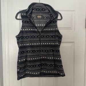 Black and Gray Patterned Vest fleece guide gear size small boho Aztec pattern